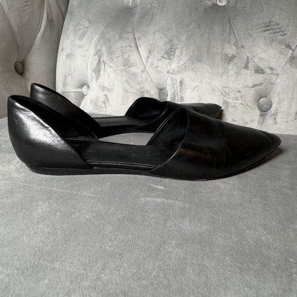 Vince Nina Pointed Toe D' Orsay Black Leather Flat Size 7 1/2 - Picture 7 of 12